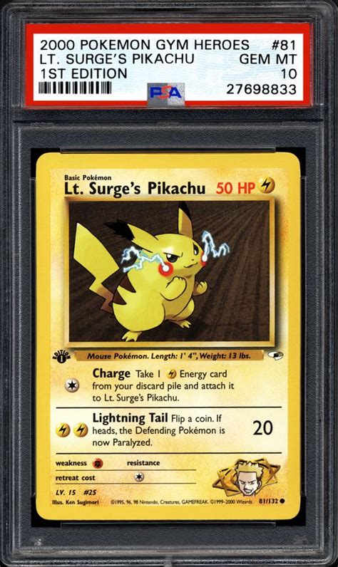 japanese lt surge pikachu|lt surge's pikachu 1st edition.